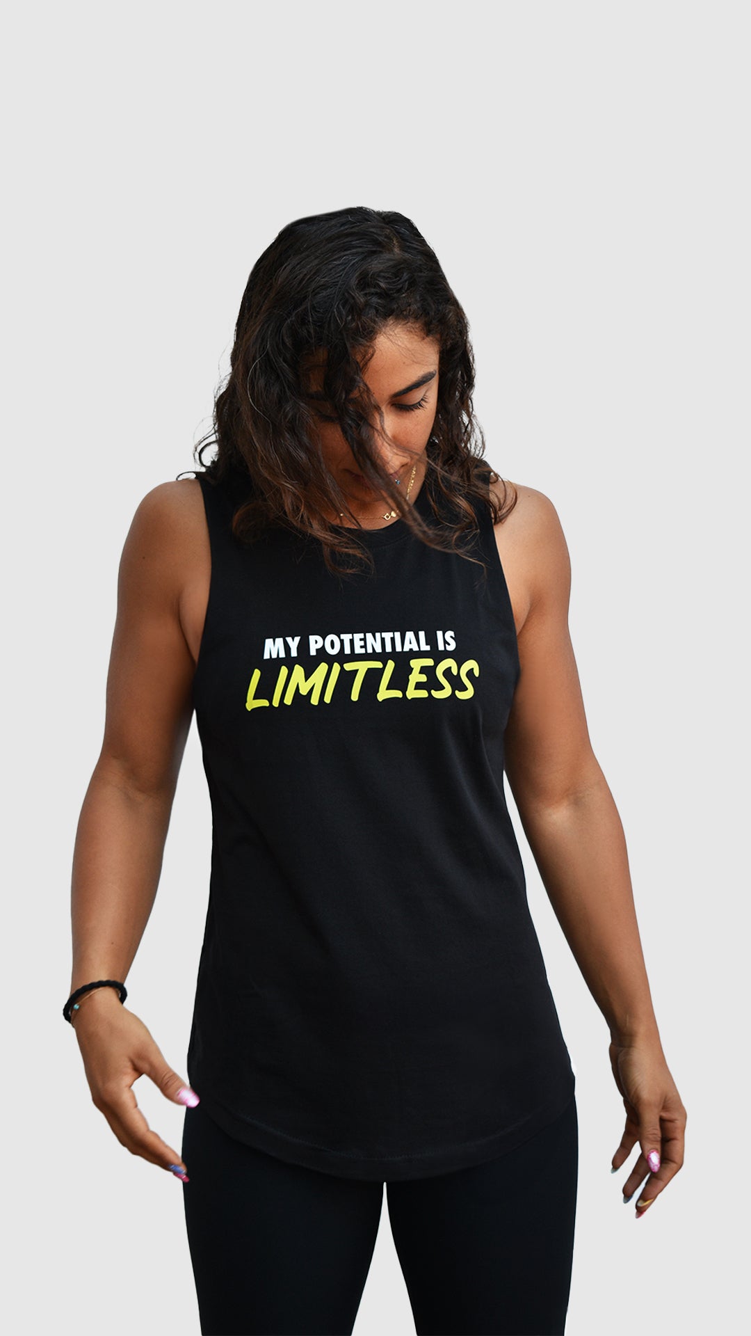 MY POTIENTIAL IS LIMITLESS TANKTOP IN BLACK